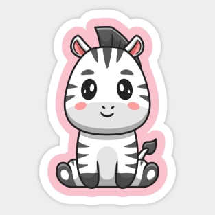 Cute Zebra Sitting Cartoon Sticker